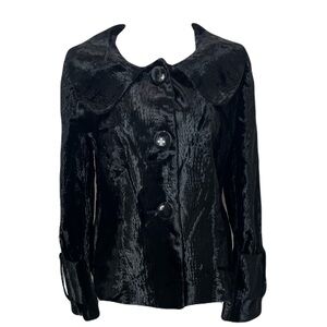 Vintage Charles Gray London Black Velvet Snake Embossed Women's Jacket SZ L